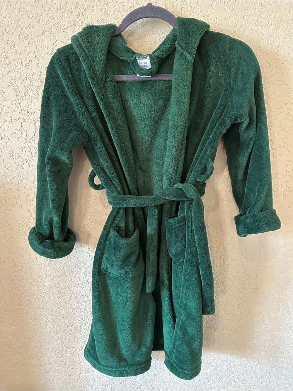 Leveret Kids Green Hooded Fleece Robe -
